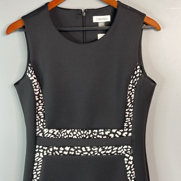 Calvin Klein NWT Sleeveless Ponte ColorBlock Sheath Dress Black White Animal 8 - Picture 4 of 12